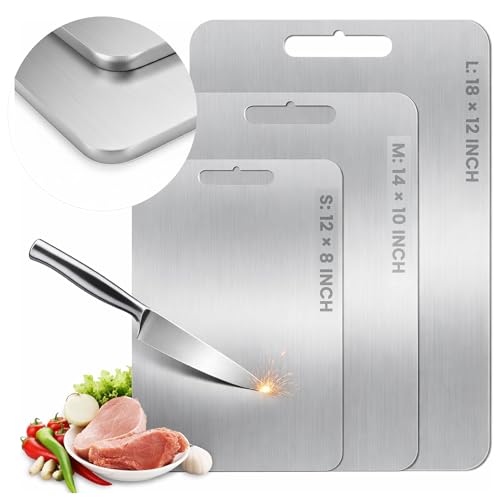 2026 Upgraded Titanium Cutting Board for Kitchen, Extra Thick 100% Pure Titanium Chopping Board, Double-Sided Food-Grade Board with Scratch-Resistant Surface & Smooth Rounded Edges(14×10IN) - image 1