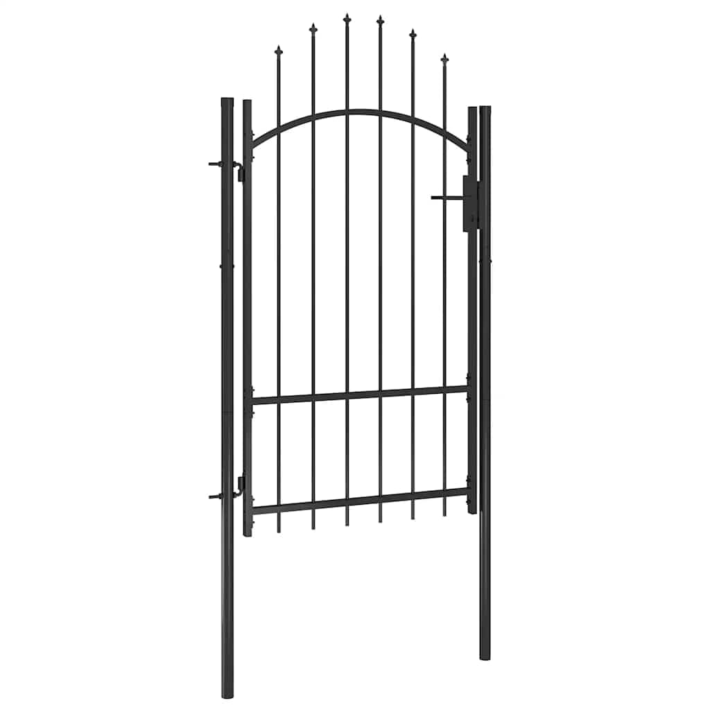 Porte de jardin pour terrasse Woerden en acier noir avec serrure et poteaux