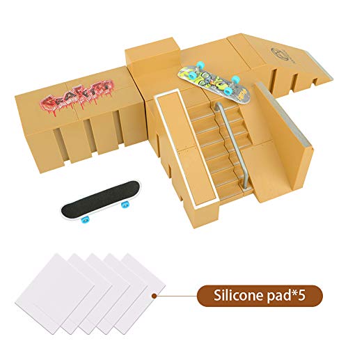 TIME4DEALS Skate Park Kit, Finger Skateboard Park 5pcs Skate Park Kit Ramp Parts
