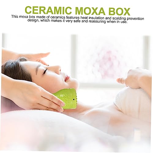 Ceramic Moxa Box Set Double-Layer Insulated Cupping Therapy Pot para masaje portátil y raspado para uso en casa y relajación miniatura 3
