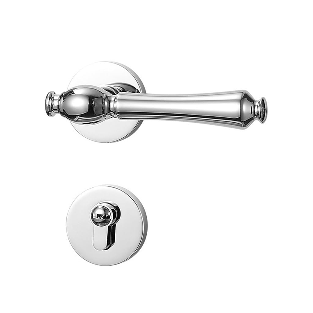 HIONJIN Bright Silver American French Bedroom Magnetic Mute Handle Indoor Wooden Door Locks