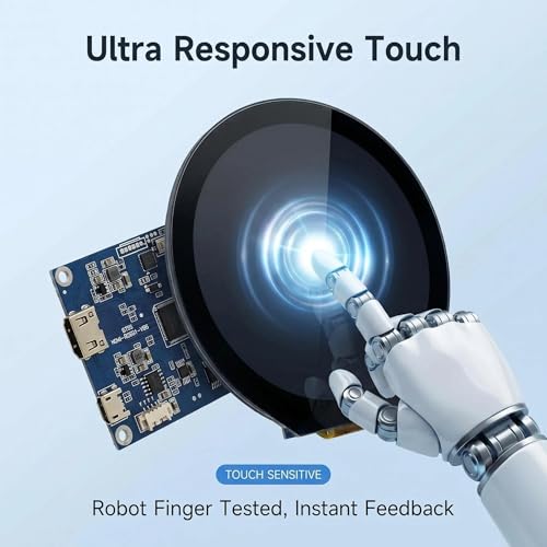 Image of TekGroAml 2.8 Inch Round Touch LCD Display,HDMI Board, 480x480 | IPS Capacitive Touch Screen, for Dashboard, SBC Control Panel, Windows Compatible