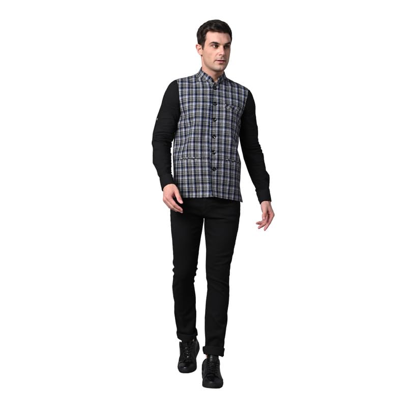 Image of VASTRAA FUSION Men's Traditional Woolen Nehru Jacket Modi Waistcoat