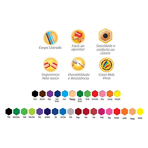 Lápis de Cor Sextavado, BIC, Evolution Pijama, 902395, 12 Unidades + 2 Lápis