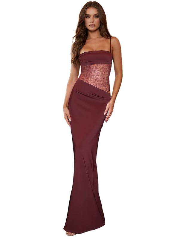 Sukiglam Vestito Lungo Donna Sexy Spaghetti Strap...