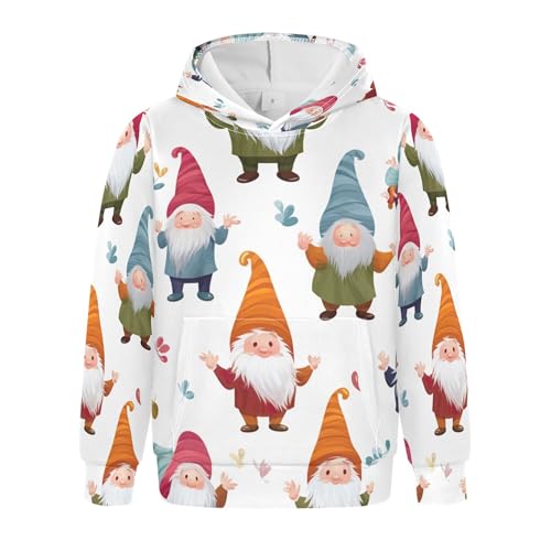 Kids Hoodies Sweaters Christmas Gnome Dwarfs Hooded Sweatshirts with Big Pockets for Boys Girls B0400026