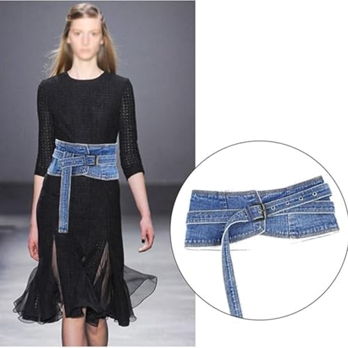 Women's Denim Belt Corset Blue Jean Waist Cinch Belts Wide Fashion Waistband2