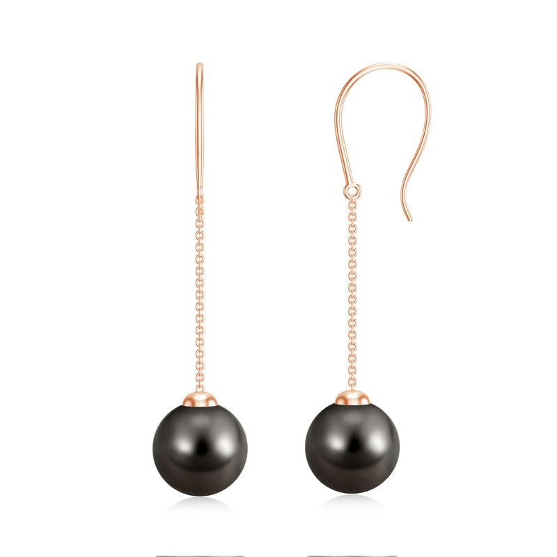 Image of Goldhartz 925 Sterling Silver Akoya Pearl and Moissanite Diamond Drop Earrings, 10MM Pearls, 14K Gold Micron Plated, Best Gift for Weddings, Anniversaries & Birthdays