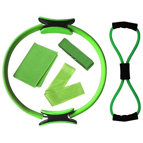 Huanhog 5pcs Yoga Equipment Set Pilates Ring Yoga Cotton Strap Resistance Loop Band Figure 8 Resistance Band Exercise Stretching Strap Exercise Bands Resistance (Color : 2)