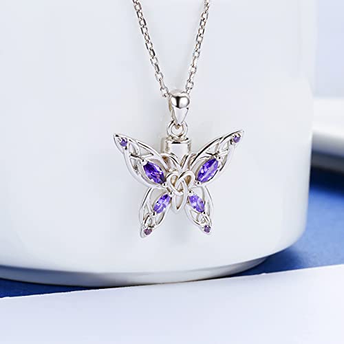 MANBU Butterfly Cremation Urn Necklace for Ashes: 925 Sterling Silver Memorial Pendant Jewelry Women Keepsake Bereavement Gift for A Loss of the Loved One3
