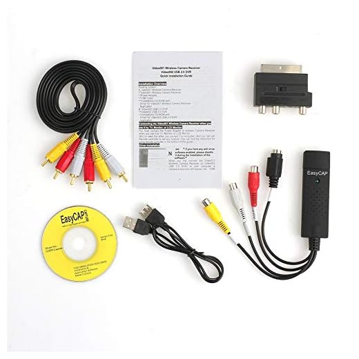 HHuin Professionell USB 2.0 VHS till DVD-omvandlare ljudvideo inspelningskit Scart RCA kabelsats set lämplig för Win 10