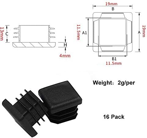Miniatura 2 de MUZIEBA Tapones de extremo de tubo cuadrado de 34 pulgadas, paquete de 30 tapas de extremo de poste de tubo, tapones cuadrados de plástico negro de