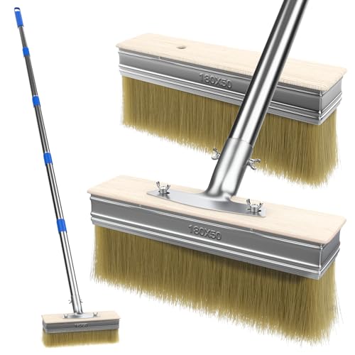 Deck Paint Brush With 55 Long Handle and 2 Pcs7.1Paint Brush Heads,Decking Large Deck Stain Applicator for Walls,Woodfloors,Woodstains,Decking Paints,Decking Stains,Fence Wall Furniture