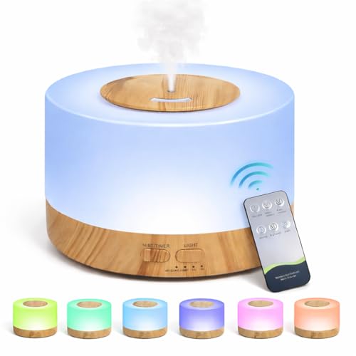 Image of PURE AROMA 700 ML Aroma Diffuser for Home, Office & Spa - Ultrasonic Cool Mist Humidifier with Remote Control, LED Light, Large Capacity Essential Oil Diffuser for Bedroom, Living Room & Yoga