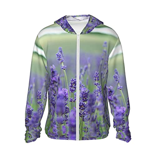 Sweat à capuche enfant imprimé floral violet à manches longues pour chambre et détente