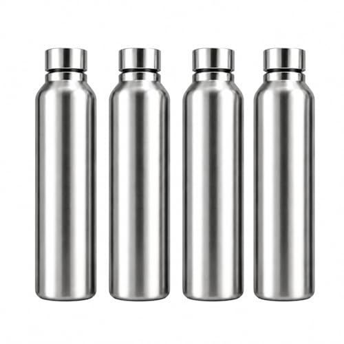 Image of Melvio Water Bottle Stainless Steel Sports /Fridge Bottle with Leak Proof Lid | Single Wall | For Home, Office, Gym, Travelling | Lightweight | BPA Free | 1000ml | Silver) (Set of 4)