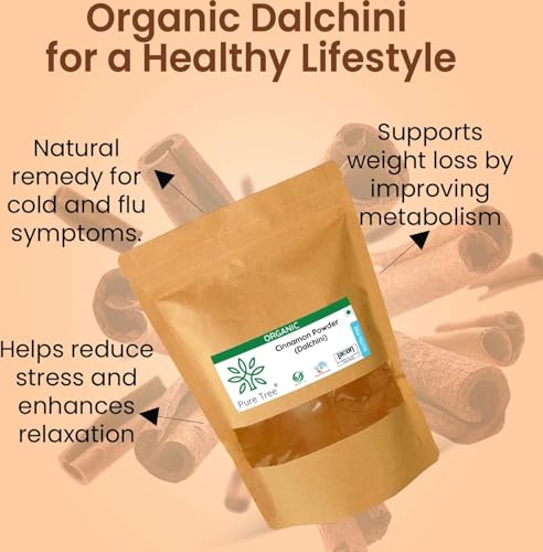 Image of Pure Tree Certified Organic Dalchini Powder | 850 g | Organic Cinnamon Powder | Dal Chini Powder Indian Spices Aroma & Flavour | Gluten Free Cineman Dalchini