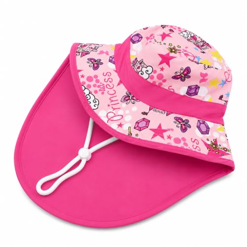 Image of VRITRAZ Sun Protection UPF50+ Bucket Hat Toddler Summer Beach Play Hats with Neck Flap for Girl, Boy, Kids Summer Hat, Bucket Hat for Kids Ages 3-10 Years