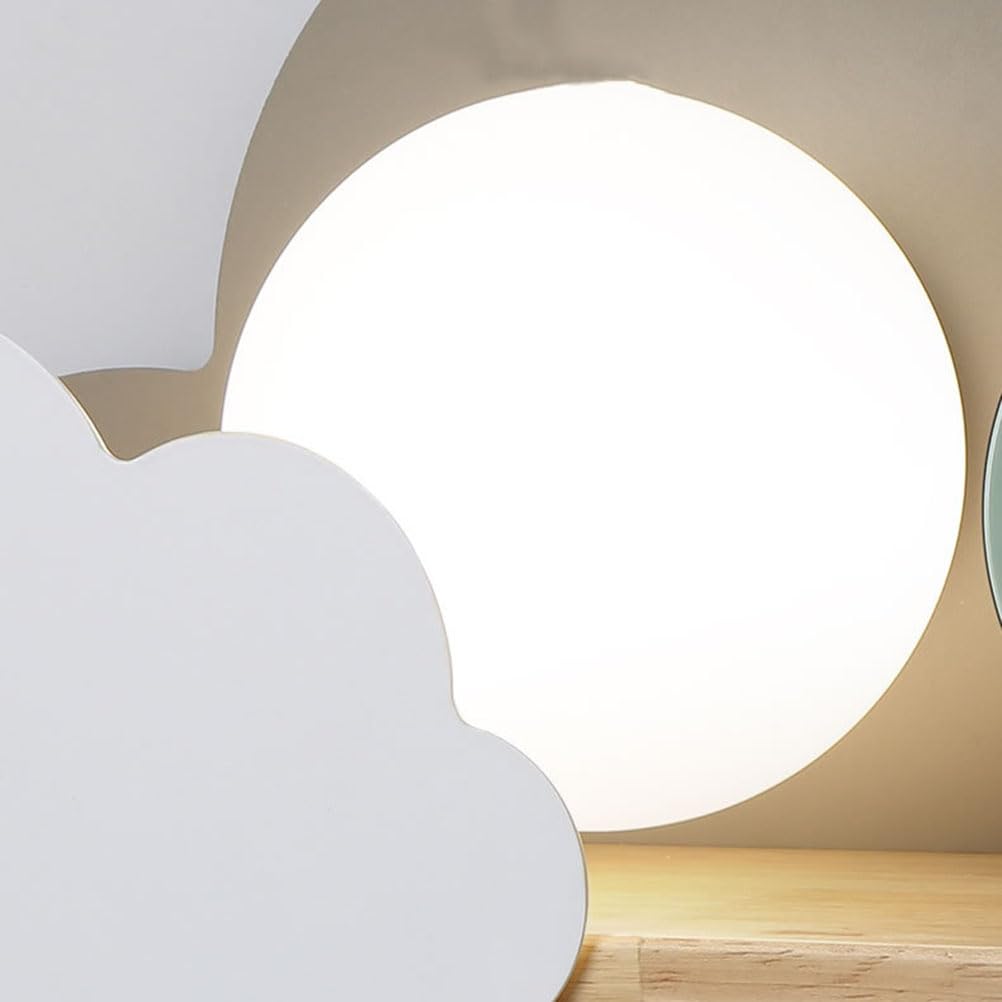 AoLa E27 Wandleuchte mit Schalter Wandlampe Innen Wolkenform mit Holzen Regal Kinder Wandbeleuchtung Weiß Modern Junge Mädchen Nachttischlampe für Babyzimmer Schlafzimmer Wohnzimmer