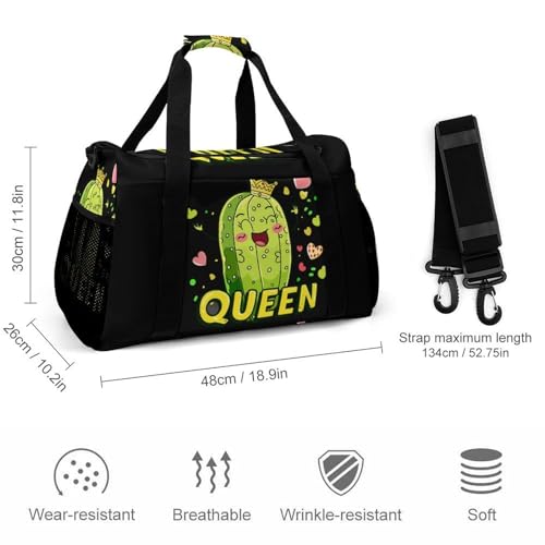 Pickle Queen Gym Bag Travel Duffle Bags Shoulder Carry On Weekender Bag Hangbag for Women Men2