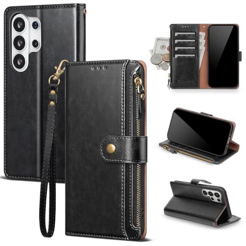 Scutumate Compatible with Samsung Galaxy S26 Ultra Wallet Case with Card Holder RFID Blocking PU Leather Phone Case Flip Protective Cover with Wrist Strap Credit Card Slots Kickstand Men Women,Black by Scutumate - Used condition - US$11.84