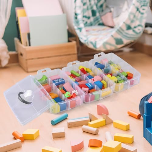 Image of 3-layer Stackable Craft Storage Box with 30 Grids, Clear Compartment Organizer Box for Beads, Tape, Screws