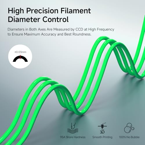 Image of Reprapper Silk TPU Filament, 95A Shore Hardness, 1kg TPU 1.75mm, Elastic 3D Printer Filament, Flexible & Soft Filament for 3D Printer (± 0.03mm) 2.2lb, Green