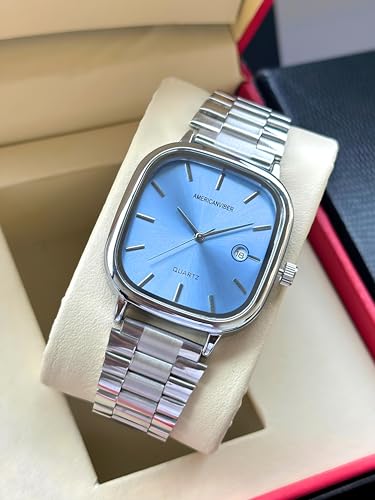 AMERICANVIBER Men's Silver Watch with Stainless Steel Band Sky - Image 4