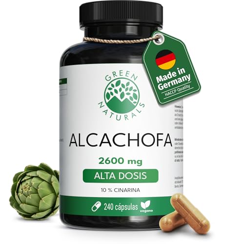 Alcachofa Cápsulas - IMPORTANTE: 40:1 Extracto (=104.000mg Alcachofa) con 260mg cinarina - 240 cápsulas - Green Naturals®