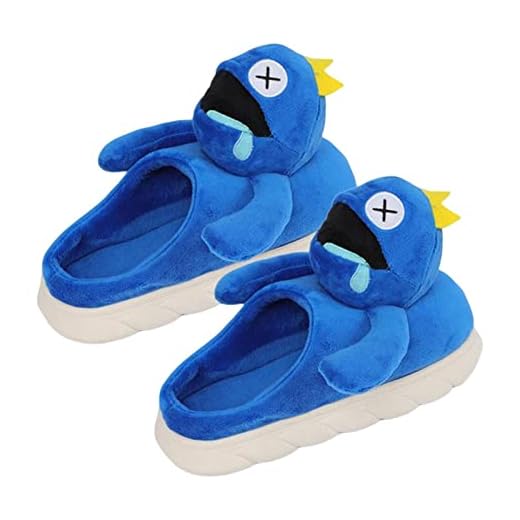 Zapatillas cálidas Rainbows Friends Zapatillas de felpa, divertidos zapatos antideslizantes de algodón suave, divertidas zapatillas antideslizantes cálidas con personajes azules for mujer, niña y niño