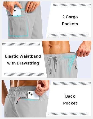 Image of Pudolla Men's Hiking Cargo Shorts with 5 Pockets Lightweight Casual Shorts
