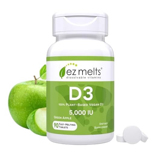 EZ Melts Vitamin D3 5000 IU Tablets - Vitamin D3 Dissolving Tablets for Improved Vitamin Intake - Vegan D3 Vitamins to Promote Bone Support - Zero Sugar Vitamin D3 Tablets - Apple Flavor - 90 Ct