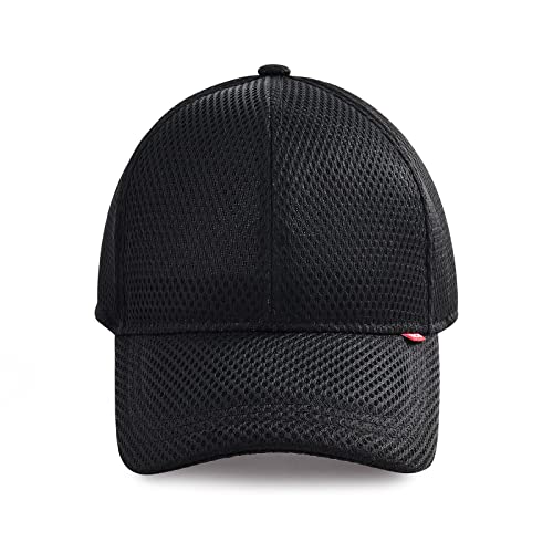 Feicui Men's Trucker Hat Mesh Cap Sport Cap For Men Adjustable Baseball Cap Running Hat (Black) #TOP1
