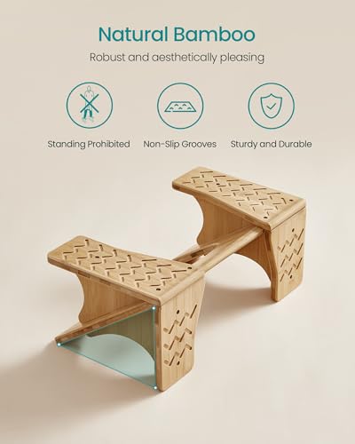SONGMICS Bamboo Toilet Stool, Adjustable Poop Stool with Non-Slip Grooves, Height Convertible to 6.9 or 9.5 Inches, Squat Potty Stool for Bathroom, Space-Saving, Light Bamboo UBCB111N01 - Thumbnail 5