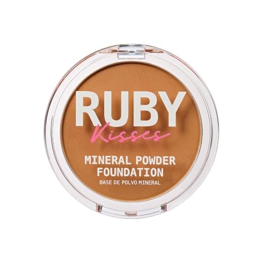Ruby Kisses Mineral Pressed Powder Foundation, Medium to Full Coverage Natural Finish 0.35 Ounce (Mocha)