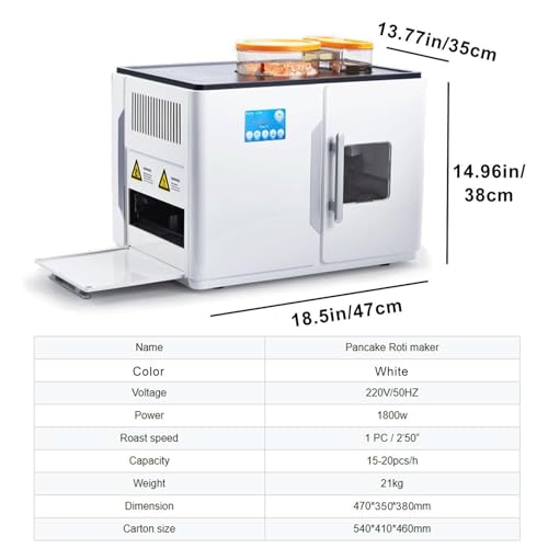 Automatische Roti-Herstellung, 1800 W Kommerzieller Brotbackautomat, Eine Taste FüR Die Herstellung Von 20 StüCk/Einmal FüR Chapati, Mehl-Tortilla, Dosa, Tawa – Bild 5