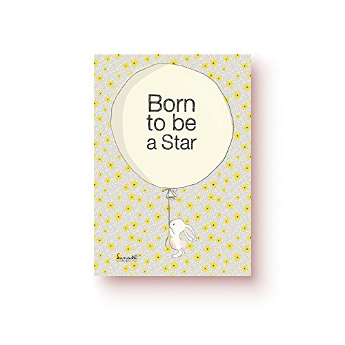 Carte de vœux avec enveloppe | Idéal pour naissance ou baptême | phrase: Born to be a star | 350 g/m2, format A6 (105 mm x 148 mm) Cover