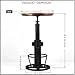 BOKKOLIK Vintage Bistro Table Height Adjustable 38.6-44.4inch Industrial Bar Table for Kitchen Dining Room Coffee House Pub Office Swivel Round Wooden Top for 2-3 People