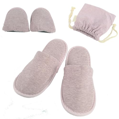 EQLEF Zapatillas viaje, plegable no desechables zapatillas hotel antideslizantes Spa Hotel zapatillas (Rosa grisáceo, M, Sistema tallas calzado EU, Adulto, Mujer, Números (rango), mediano, 36, 38)