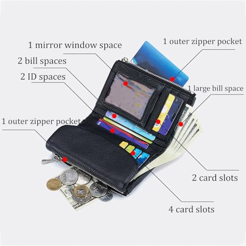 Unisex Pebble Leather Wallet, Small Wallets for Women, with Credit Card Holder, Coin Holder & Cash Slots, Genuine Leather Wallets for Men and Women (Red)2