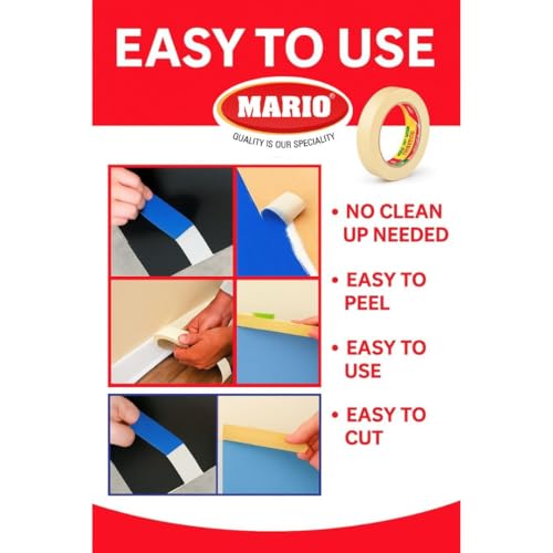 Image of Mario Masking Tape - 20 Meter Length, 48mm Width - DIY Art & Craft, Easy Tear Tape, Best for Carpenter, Labelling, Painting and leaves no residue after a peel. 2 Rolls Per Pack