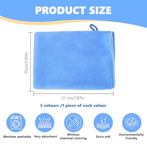 BOGCLEE 5 Stück Waschlappen Gesicht, Frottee Waschhandschuhe, Mikrofaser-Waschhandschuhe, Waschhandschuhe aus Korallensamt, Weiches Gesichtshandschuh, 20x15CM