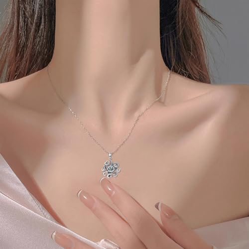 PROESS S925 Sterling Silver Beach Necklace Dolphin Birthstone Necklace Ocean Jewelry Gift For Women Girls2