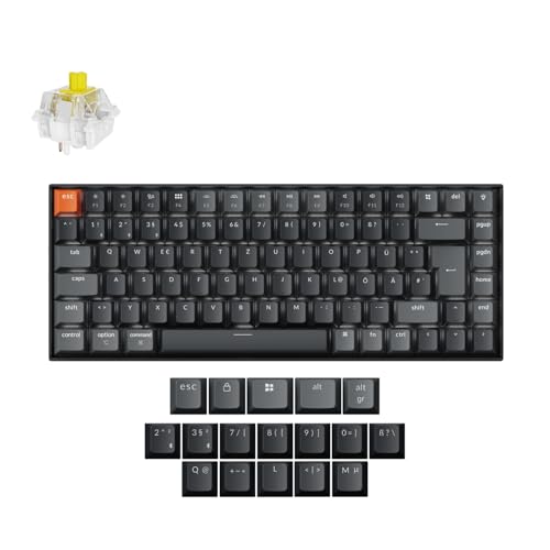 Keychron K2 QMK Version 3 drahtlose Mechanische Tastatur - DE-ISO 75% Compact Layout, Bluetooth/Kabe