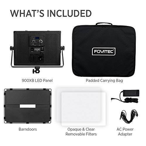 Fovitec 900 LED Bi-Color Studio Panel with Barn Doors, 54W, 95+ CRI, 3200-5600K Color Temperature, for Video and Photography Production - Includes DMX, V-Lock Mount, and Case - Thumbnail 5