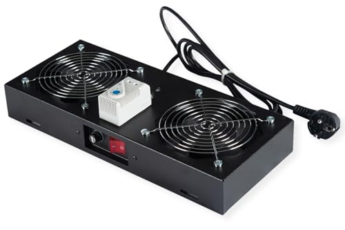 ROLINE Unité de Ventilation 2 Ventilateurs, pour boîtier Mural 19 Pouces Noir, Thermostat