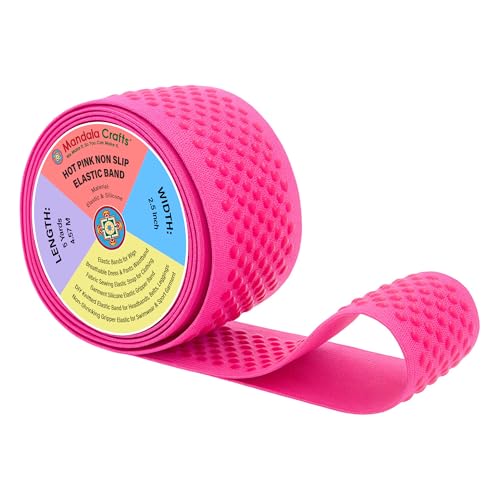 Mandala Crafts 2.5 Inch Hot Pink Non Slip Silicone Gripper Elastic Band