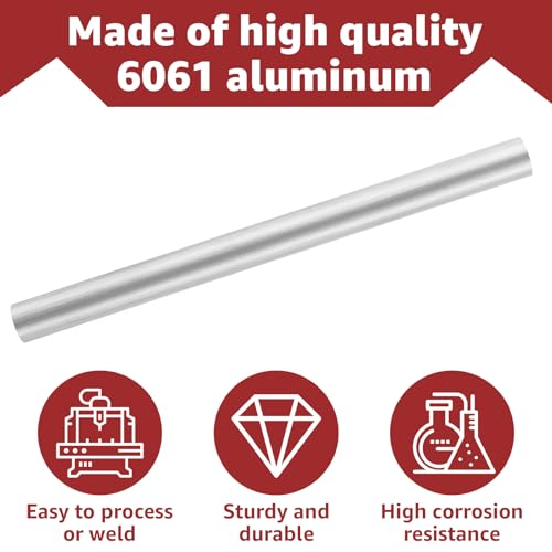 Image of 3PCS 1 Inch Solid Round Aluminum Rod, 6061 Aluminum Round Bar, 13 inch Long Aluminum Round Stock for Industrial, DIY Craft, New Lathe Bar
