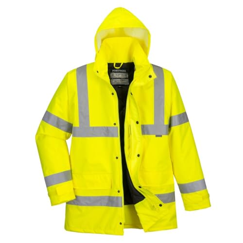 Image of Portwest Hi-Vis Traffic Jacket Viz Insulated Safety Visability Work Wear Rain ANSI 3, Medium