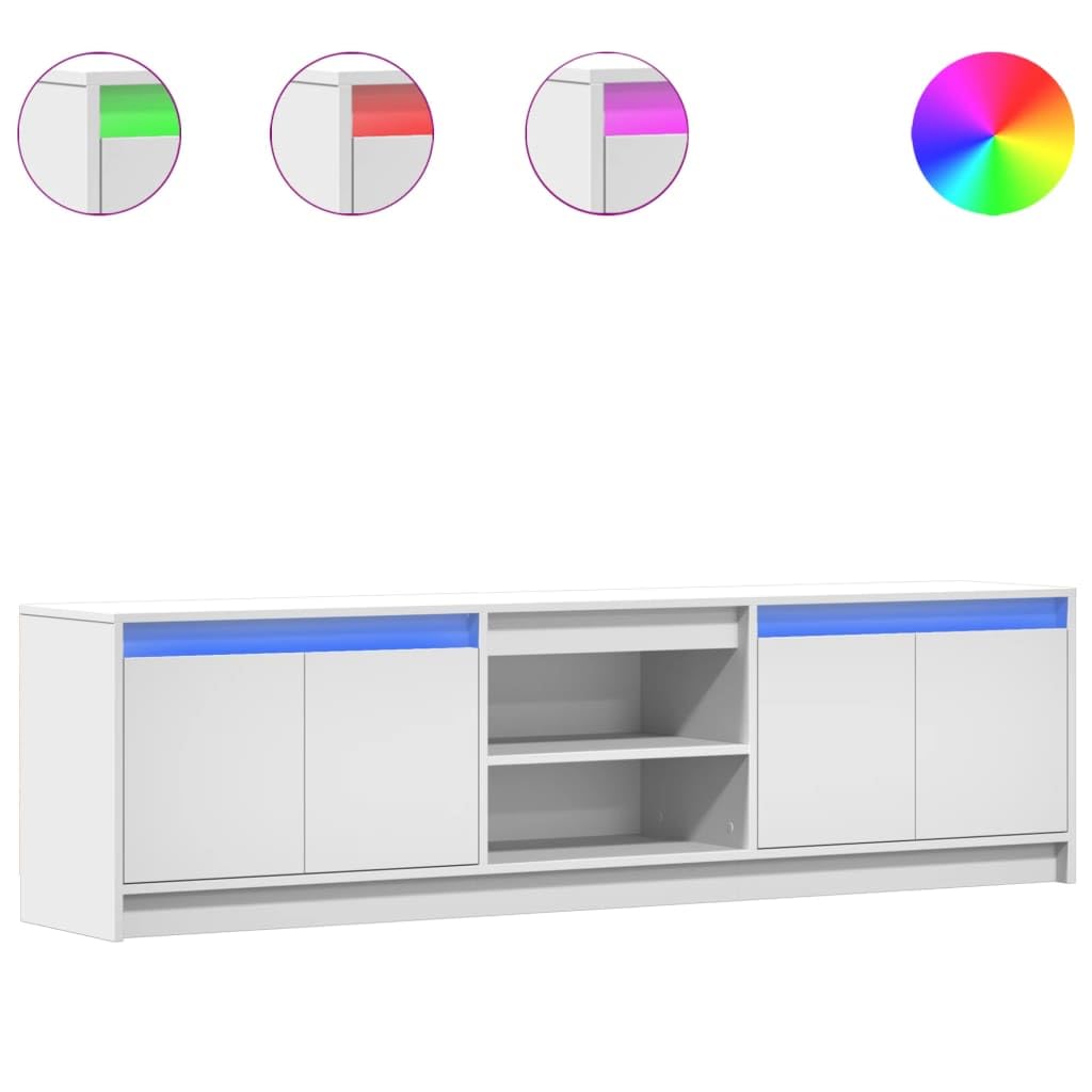 Générique Meuble TV avec LED Blanc 180x34x50 cm Bois d'ingénierie Meubles Meubles TV (Poids 35.7KG)